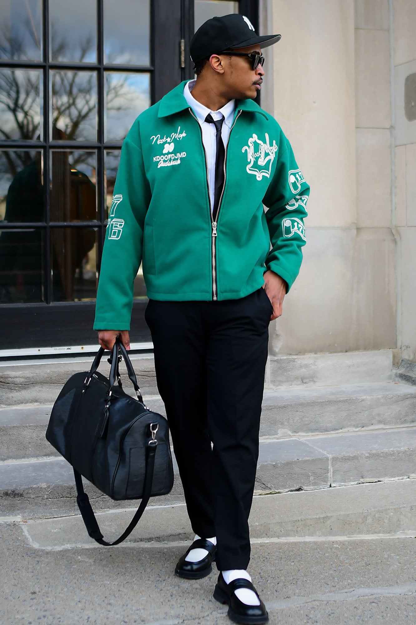Independence Varsity Jacket - Kelly Green Wool Blend with Leather Sleeves