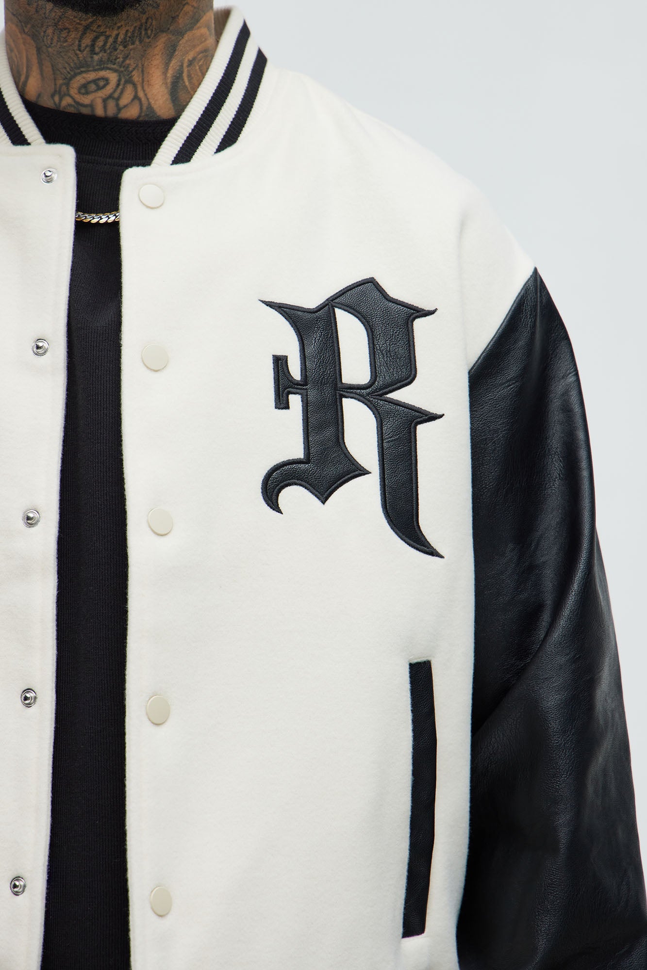 Spring Game Varsity Jacket - Cream Cotton Blend with Ribbed Collar and Cuffs